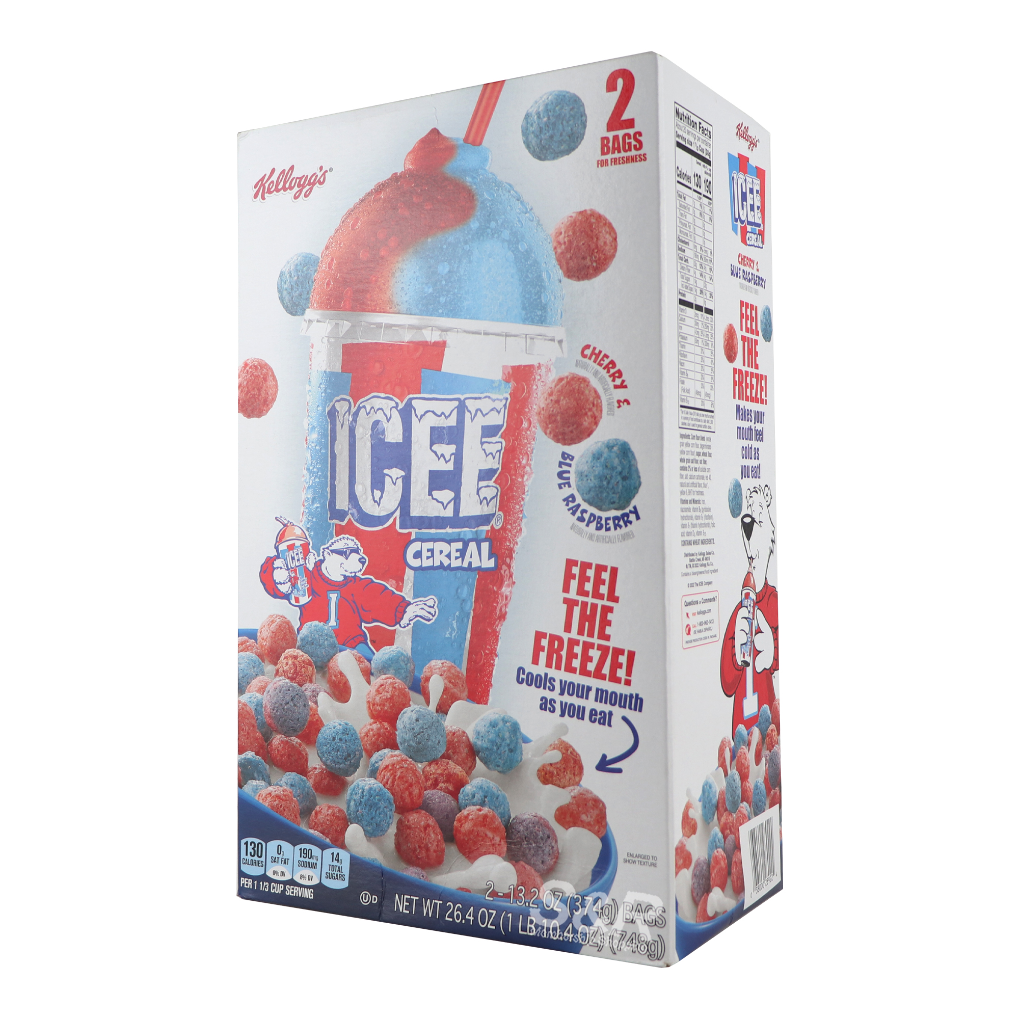 Kellog's Icee Cereal Cherry Cherry and Blue Raspberry 748g
